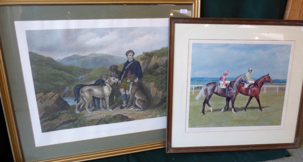 After Fred Taylor, "Gillie and Deer Hounds" coloured engraving after L Sandys-Lumsdaine, ltd - Image 2 of 2