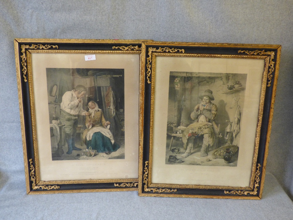 Pair coloured prints "The Inconvenience of Single Life" & "A Real Convenience Framed and glazed