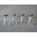 4 hallmarked & glass whiskey tots by HH of Birmingham & 1 other