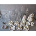 6 cut glass decanters, a lemonade jug, Royal Albert