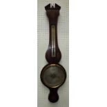 C19th mahogany banjo barometer with silvered dial