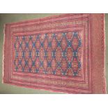 Small Persian rug blue ground with geometric pattern with fine pattern multi border 188 cm x 121 cm