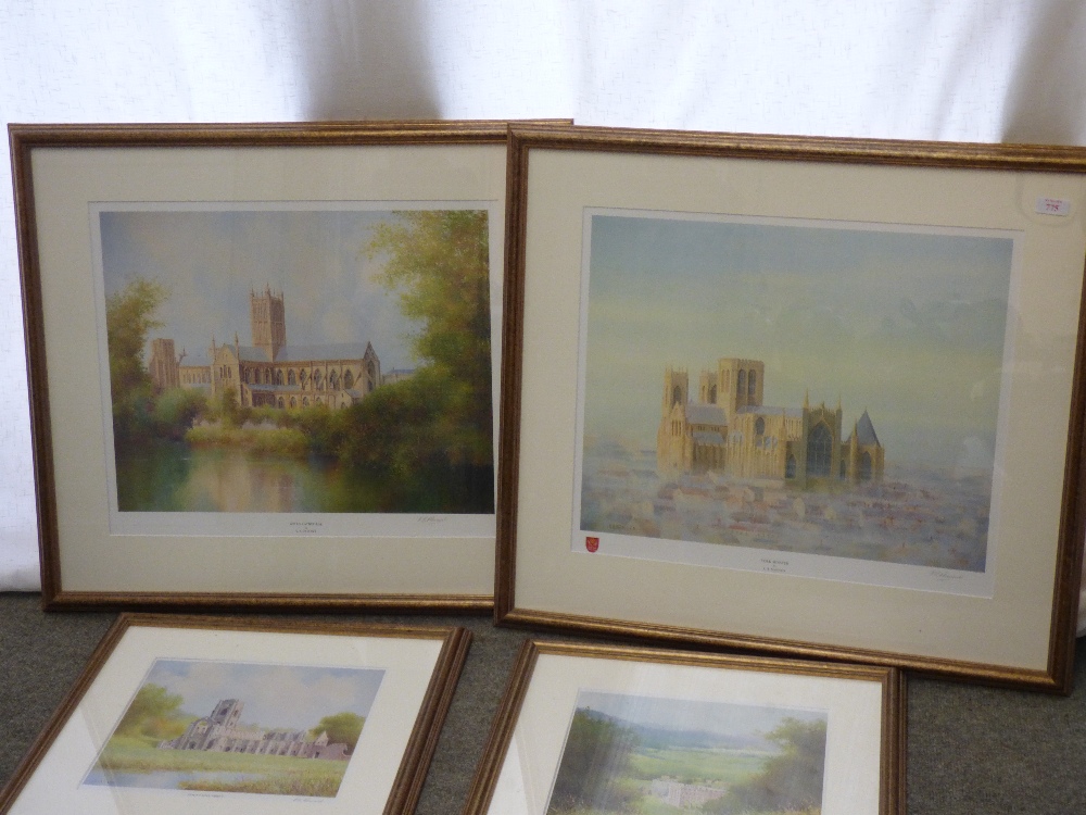 After K B Hancock 'York Minster', 'Wells Cathedral', pair of colour prints, signed & two similar - Image 2 of 3