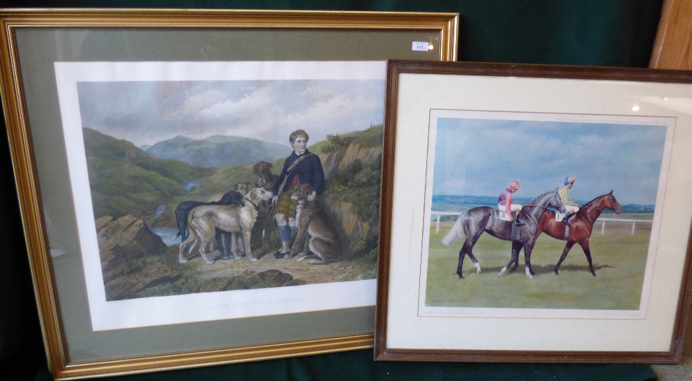 After Fred Taylor, "Gillie and Deer Hounds" coloured engraving after L Sandys-Lumsdaine, ltd