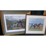 After Fred Taylor, "Gillie and Deer Hounds" coloured engraving after L Sandys-Lumsdaine, ltd