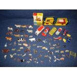 Qty mixed toy vehicles by Corgi, Dinky, some in original boxes & qty lead animals