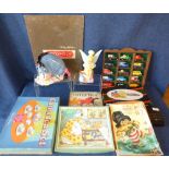 2 Disney store money banks Tinks & Tirelire in original boxes & mixed puzzles, games etc