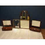 2 Victorian mahogany toilet mirrors, mahogany framed wall mirror & one other