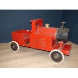 Vintage wooden painted "ride on" toy in the form of a steam train
