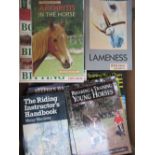 Qty of equestrian books inc. Tottering by Gently, Annie Tempest print