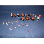 Qty of painted hunting figures & hounds some by Britains Ltd