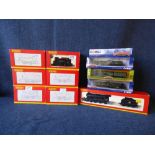 7 mixed Hornby OO gauge engines and 3 Corgi die cast model engines all in original boxes