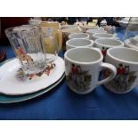 Qty mugs, tankers & plates depicting hunting scenes