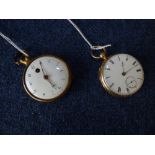 18ct gold open face pocket watch & brass open face pocket watch