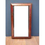 Chinese style red lacquered framed wall mirror, 90cmH