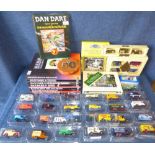 10 mixed Dan Dare books & mixed toy vehicles by Days Gone & Cameo etc