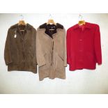 Good quality sheepskin coats, and red jacket