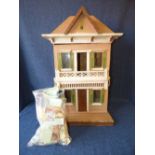 Edwardian painted doll's house with furniture & accessories 83H x 50Wcm