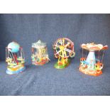 4 German tin plate wind up fairground toys by Wilesco