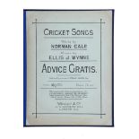 Cricket Songs. Advice Gratis (Dedicated, by permission to F. Stanley Jackson, Esq)'. Words by Norman