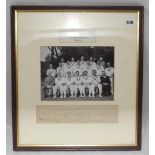 M.C.C. in South Africa 1948-49. Official mono photograph of the M.C.C. touring party, seated and