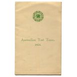 Australian tour of England 1934. 'Australian Test Team 1934' Scarce original menu for the Dinner