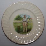 Sydney F. Barnes of Lancashire & England. An 7.25" side plate with colour transfer printed