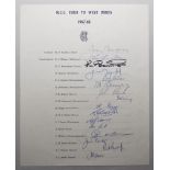 M.C.C. tour of the West Indies 1967/68. Official autograph sheet for the tour, signed in blue ink by
