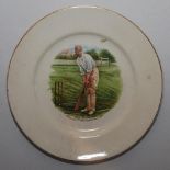 Sydney F. Barnes of Lancashire & England. An 7.25" side plate with colour transfer printed