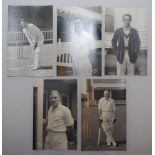 Kent C.C.C. Five 'Kent Cricket Series' mono real photograph postcards, from originals by Flemons