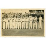 Scarborough Cricket Festival. Leveson-Gower's XI v West Indians, 1950. Sepia real photograph plain
