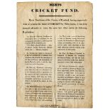 Herts Cricket Fund' [1819]. Many Gentlemen of the County of Hertford, having expressed a wish to