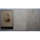 Reginald Courtenay Welch. Two page hand written letter dated 13th March 1891 from Welch to Sydney H.
