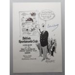 South African tour of England 1994. Official menu for the British Sportsman's Club luncheon given to