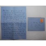 Charles Burgess Fry, Sussex & England 1892-1921. Two page handwritten letter 1921 from Fry to