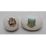 Rugby ball. Crested china rugby ball with colour emblem for 'Haverfordwest'. Approx 3" long. Sold