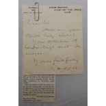 Rev Reginald Heber Moss. Oxford University, M.C.C. & Worcestershire 1887-1925. Hand written one page