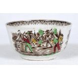 Victorian Staffordshire cricket bowl. Decorated with three transfer printed designs of cricket