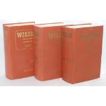 Wisden Cricketers' Almanack 1966, 1968 & 1969. Original hardbacks lacking dustwrappers. The 1the