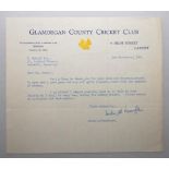 Wombwell Cricket Lovers' Society 1955-1971. South West Clubs. Six hand written and typed letters