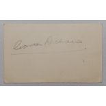 Gordon Richards, jockey. Excellent pencil signature of Richards on card. G - horse racing