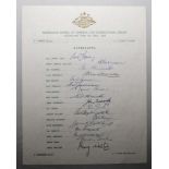 Australian tour of England 1968. Official autograph sheet fully signed in ink by all seventeen