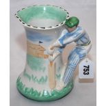 Burleigh Ware art deco style ceramic cricket jug. The jug based on the 1930s original with cricket