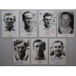 England Test Captains 1950s-1970s. Seven mono real photograph postcards, each signed in ink to the