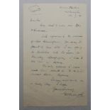 George Duckworth, Lancashire & England 1923-38. Single page hand written letter dated 24th July 1946