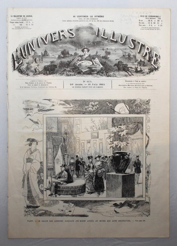 L'Univers Illustre'. 30th June 1883. Issue 1475 of the French magazine/ newspaper. Fourteen page