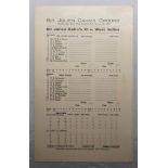 Sir Julien Cahn's XI v West Indies 1939. Excellent and rare official scorecard for the tour match