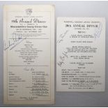 Wombwell Cricket Lovers' Society dinner menus. Three official menus for dinners held in 1970, 1971