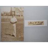 Frederick William 'Fred' Tate, Sussex & England, 1887-1905. Ink signature of Tate on piece laid down
