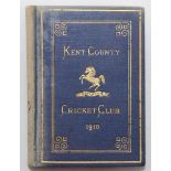Kent County Cricket Club Annual 1910. Hardback 'blue book'. Original decorative boards. Gilt to